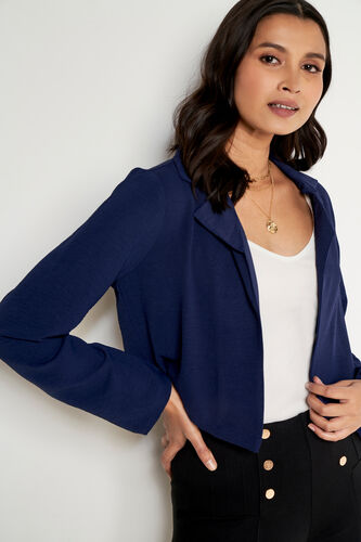 Solid Straight Jacket, Navy Blue, image 5